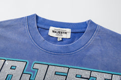 Majestik “Department” Skeleton Driving Rhinestone Vintage Tee