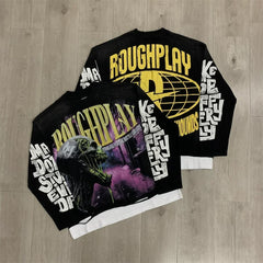 Roughplay Skull Graphic Heavyweight Long-Sleeve Tee - Black/Yellow